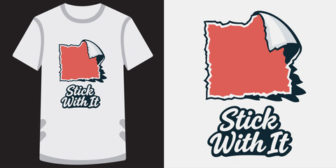 Creative tshirt design featuring a stylized geographic shape with a bold stick with it text message perfect for regional pride or thematic events © md