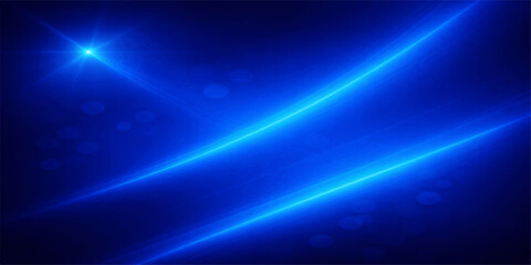 Naklejka premium Blue Abstract Starry Background with Glowing Lines and Light Effects