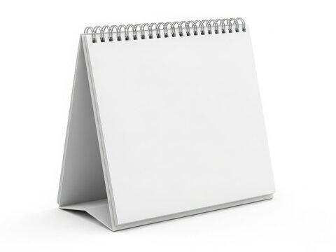 Blank white desk calendar with spiral binding
