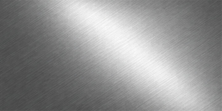 A shiny brushed metal surface with a silver textured industrial pattern and polished steel look