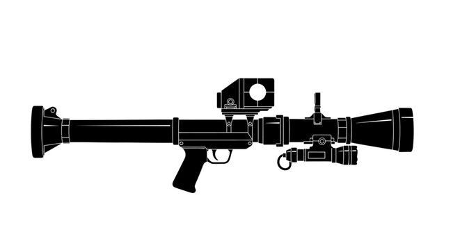 Silhouette of a Rocket Launcher with Scope and Tactical Accessories