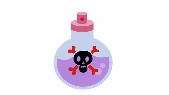 Poison spray bottle with skull and crossbones in an alpha channel. Toxic chemical liquid with a death warning symbol. Hazardous spray bottle with skull icon for safety sign.