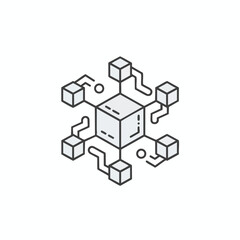 Obraz premium Abstract hexagonal arrangement of interconnected gray cubes and circles