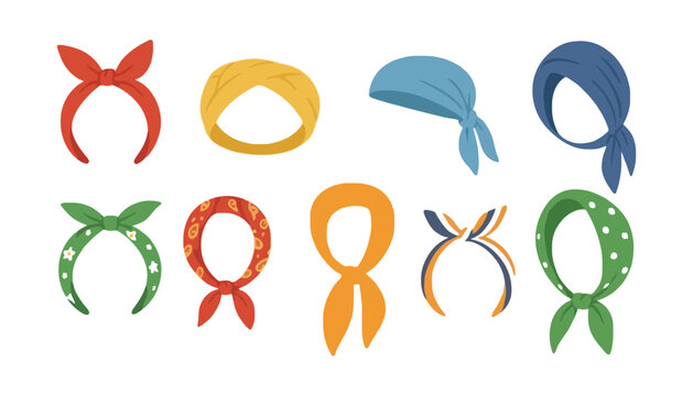 Headband vector illustrations in various colors and patterns