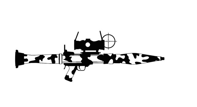 Camouflaged Rocket Launcher with Scope - Military Weapon Illustration