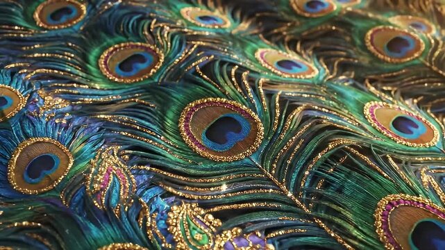 A stunning video showcasing the vibrant colors of a peacock's feathers