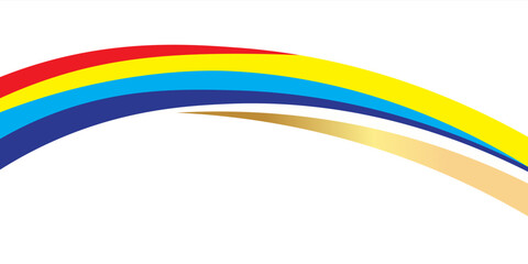 Abstract Rainbow Wave Background with Colorful Arches and Gold Accent