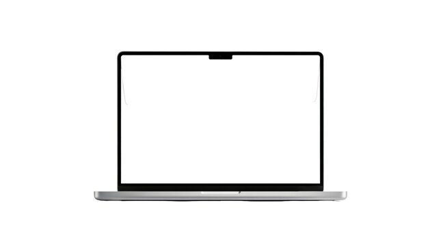 Modern laptop computer screen isolated on transparent background
