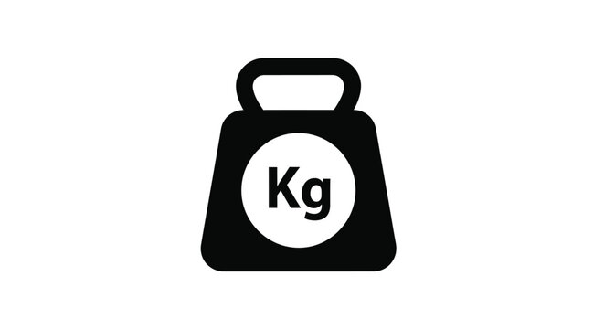 A simple black icon representing weight measurement kilogram silhouette