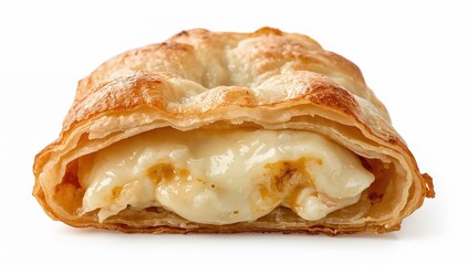 Warm flaky cheesestuffed borek pastry with gooey filo layers and melted filling closeup