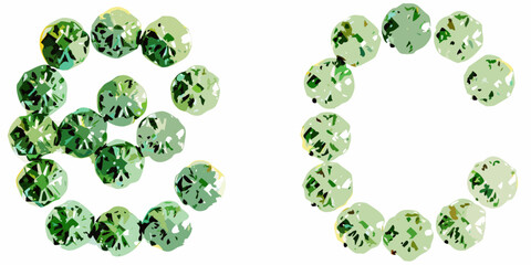 Abstract green foliage arranged in the shapes of letters f and u © Mamata