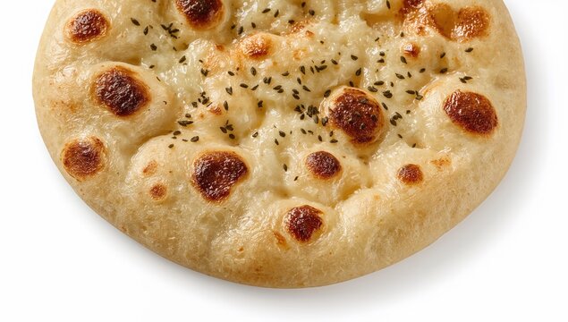 Warm pillowy naane barbari with charred lines and nigella seeds fresh iranian flatbread closeup