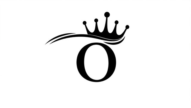 Minimalist letter O logo design with elegant royal crown