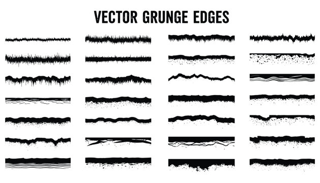 Grunge edge vector set.  Grunge texture with rough border line texture elements 