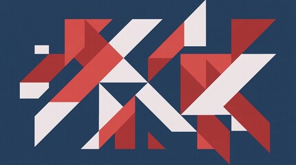 Obraz premium Abstract Geometric Composition with Triangles in Red White and Blue