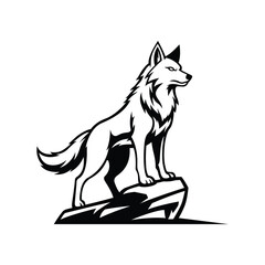 coyote mascot logo illustration vector design template modern style © Antok