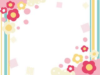 手描きでかわいい花畑のフレーム背景