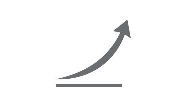 Curved upward arrow starting from a baseline, symbolizing continuous growth, progress, rising trends, and positive development.