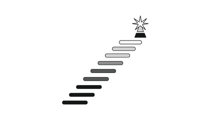 Ascending stairs leading to a shining star, symbolizing the steps to success, career path, and ultimate achievement.