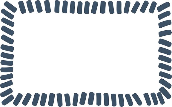 A simple rectangular frame composed of repeating dark blue dashes