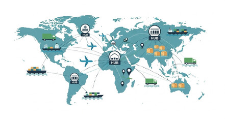 Global Transportation Map Illustration. © Dilaa