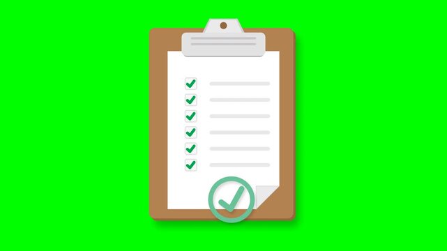 Checklist Completes Dynamically Green Screen Animation Of Tasks Being Marked Off One By One Then A Final Circle Check Mark Appears For Total Completion