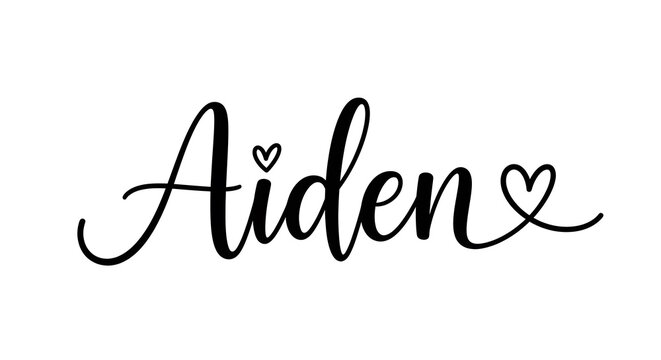 Elegant handwritten calligraphy of the male name Aiden