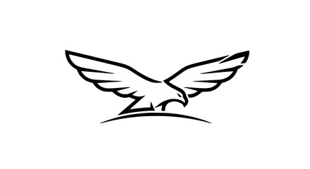 Obraz premium Eagle flying with outstretched wings and sharp talons in a minimalist line art style swooping down. featuring bird,