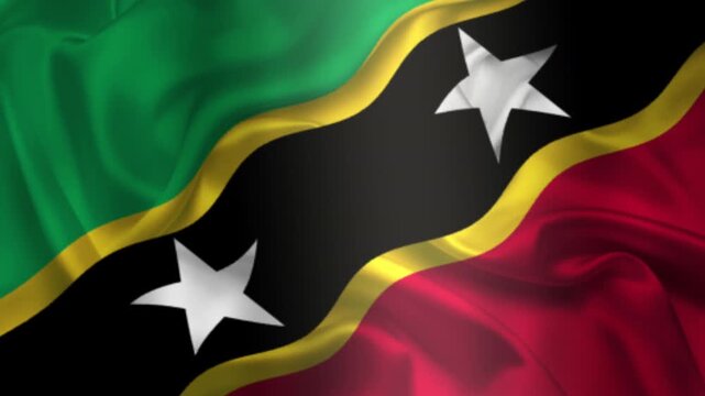 Flag of Saint Kitts and Nevis, Saint Kitts and Nevis 3D Animation flag waving in the wind. 4K Saint Kitts and Nevis Flag Animation waving with fabric texture.
