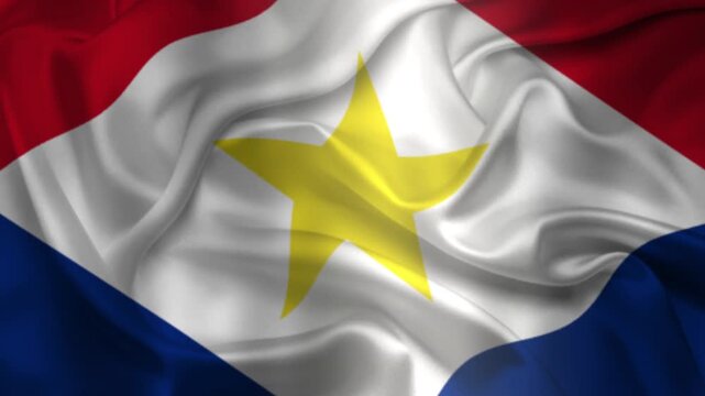 Flag of Saba, Saba 3D Animation flag waving in the wind. 4K Saba Flag Animation waving with fabric texture.
