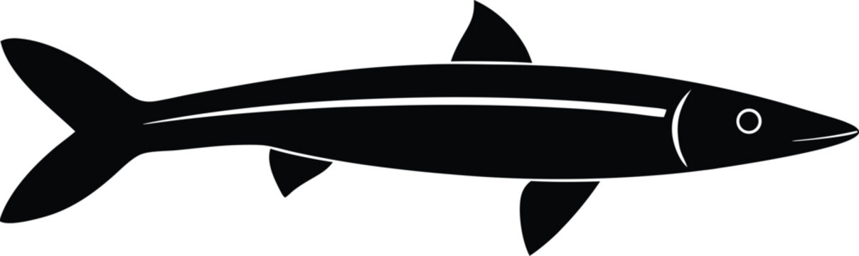 needlefish silhouette vector art illustration, black and white design
