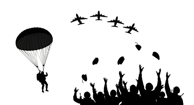 Paratrooper Jumps From Plane, Crowd Cheers With Grenades