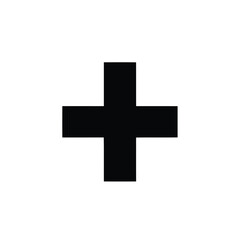 Simple black cross symbol on a white background