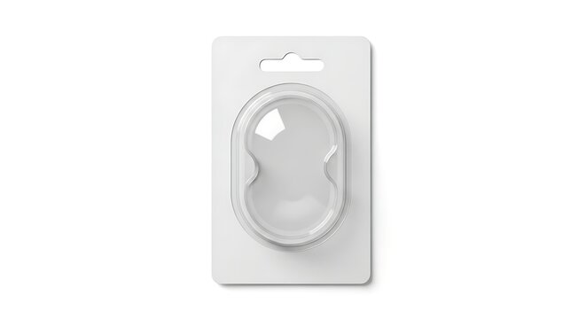 Single blister pack with hang tab, empty clear plastic window, blister, packaging, plastic, clear, white
