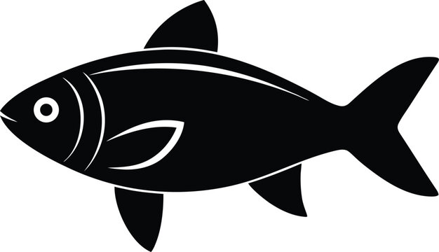 pabda fish silhouette vector art illustration, black and white design
