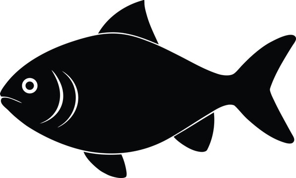 pacu silhouette vector art illustration, black and white design