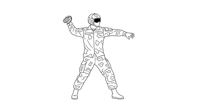 Soldier throwing grenade, military action, combat training, warfare, army, defense