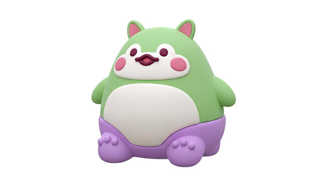 Cute Green and Purple Cartoon Character Toy