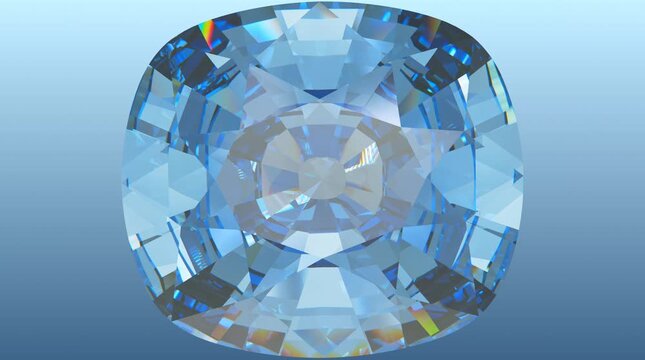 Blue Topaz Cushion-Cut Brilliance, Icy blue topaz with sparkling facets and cool radiance&mdash;perfect for luxury branding, jewelry visuals, and elegant design backdrops.