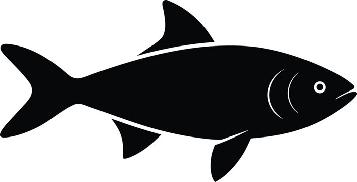 pangasius silhouette vector art illustration, black and white design