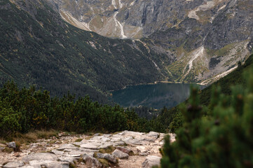 Morskie Oko lake nestled in the Tatra mountains, Poland © Cavan