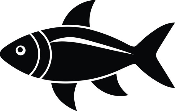 pilot fish silhouette vector art illustration, black and white design