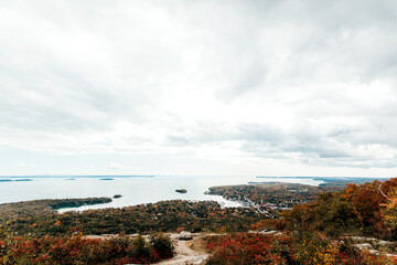 Obraz premium Panoramic View of Camden and Penobscot Bay from Mount Battie