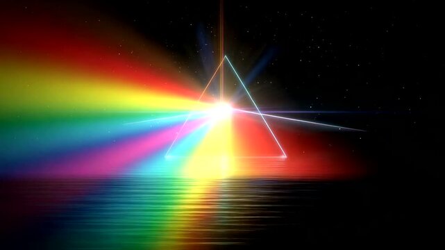 Light Spectrum Prism Refraction Rainbow Colors Abstract Background.