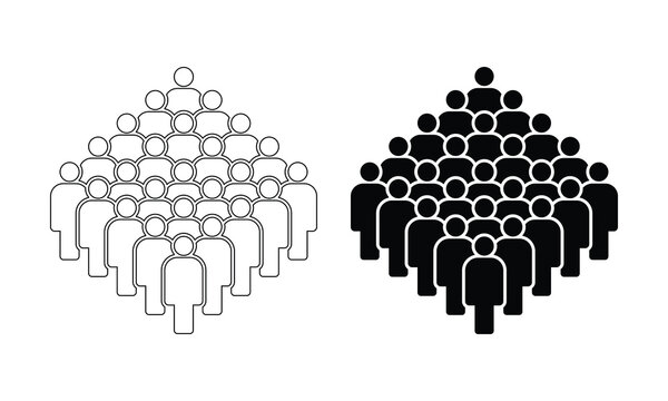 Diamond Shaped Stick Figure Pyramid Crowds Black White Vector