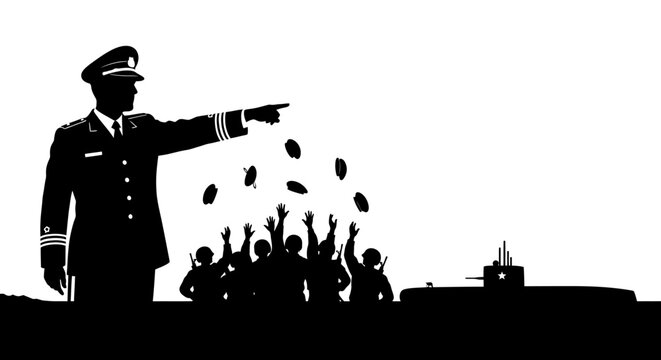 Military Commander Directs Submarine Crew to Throw Money, Symbolizing Financial Power