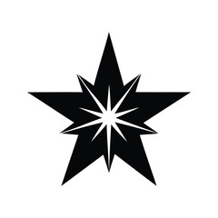 Obraz premium vintage sunburst star silhouette vector illustration, Elegant geometric star with intricate white lines inside silhouette vector illustration for modern design projects