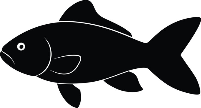 ranchu goldfish silhouette vector art illustration, black and white design