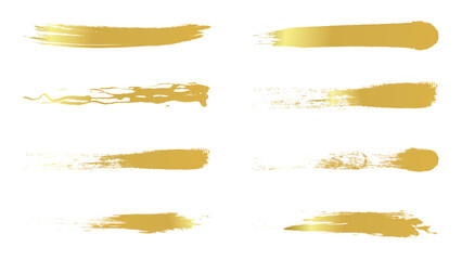 Obraz premium Luxury Gold Brush Stroke Collection Isolated On White, Metallic Gold Paint Brush Strokes Set, Abstract Golden Brush Stroke Design Elements Set, Gold Paint Brush Stroke Collection For Luxury Design