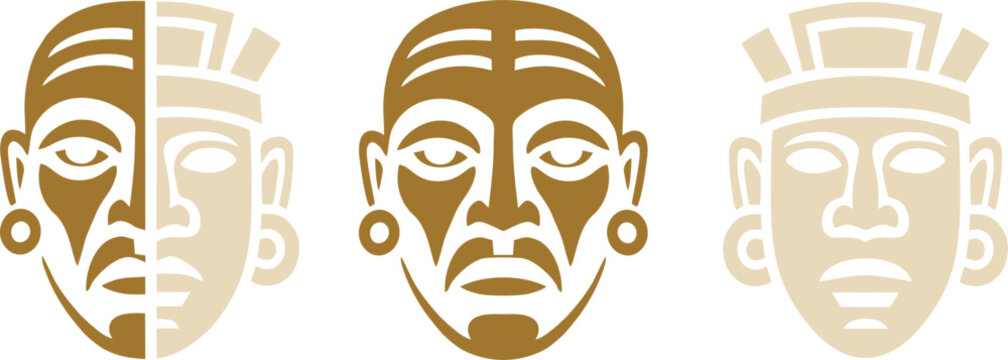 Ancient Mayan Aztec Tribal Face Mask Vector